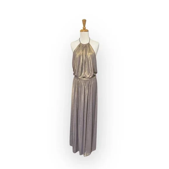 Tibi | Dresses | Tibi Gold Maxi Halter Dress Size 8 Gown | Poshmark